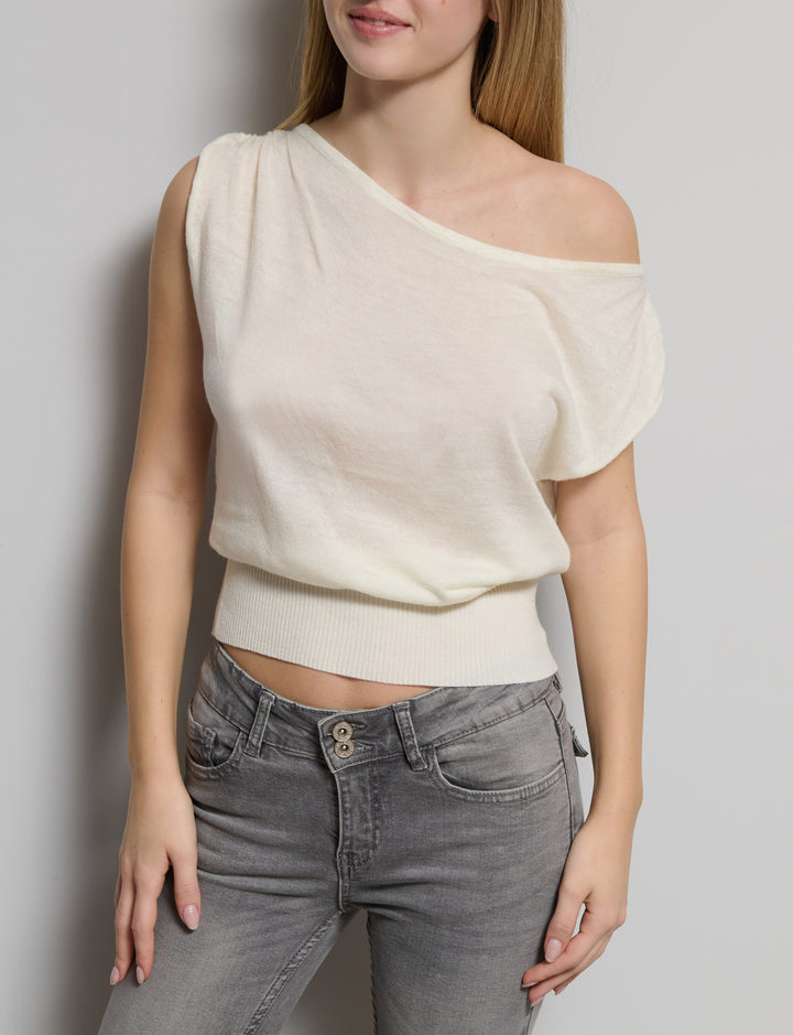 Top in maglia off-shoulder manica corta