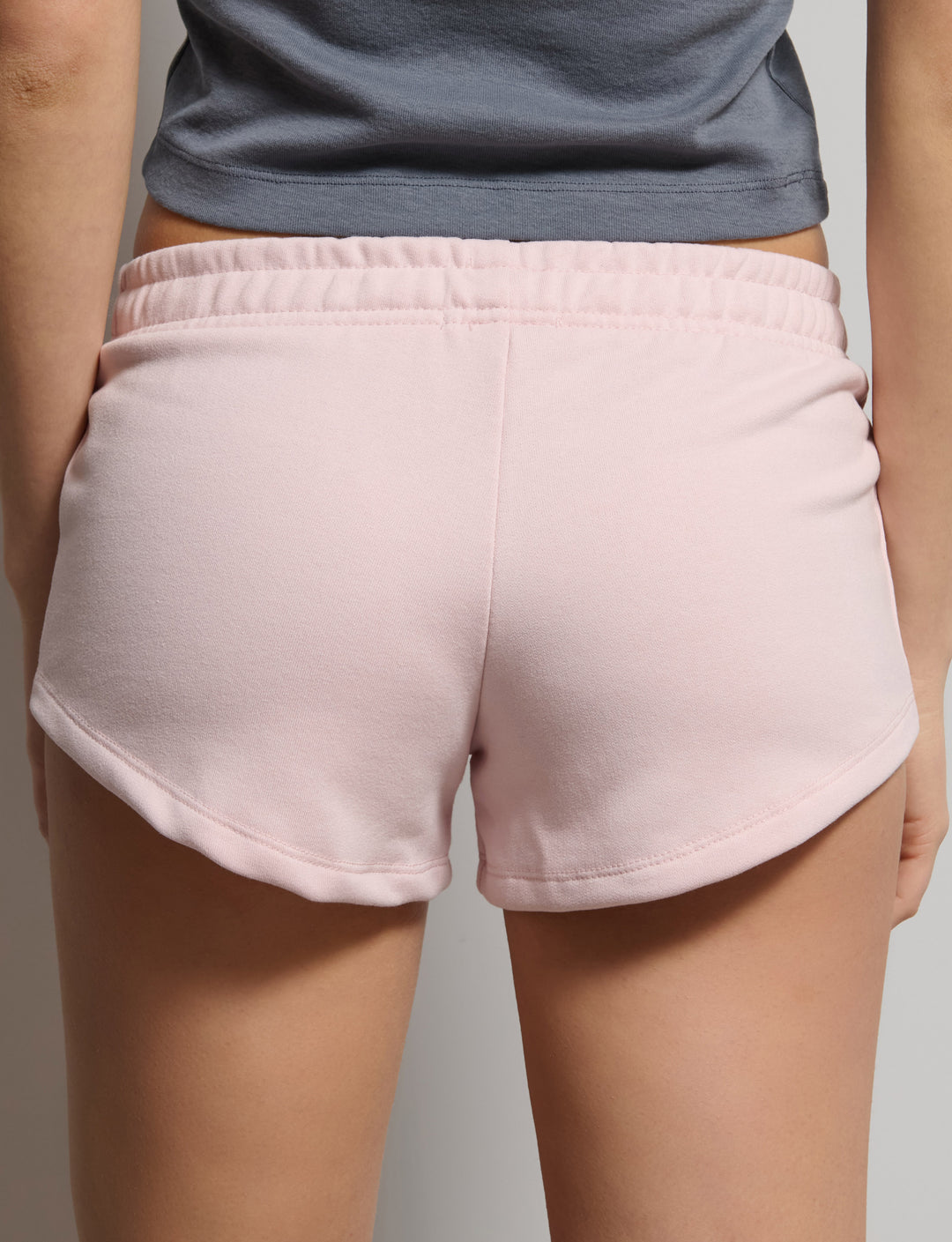 Short rosa in felpa con stampa USA