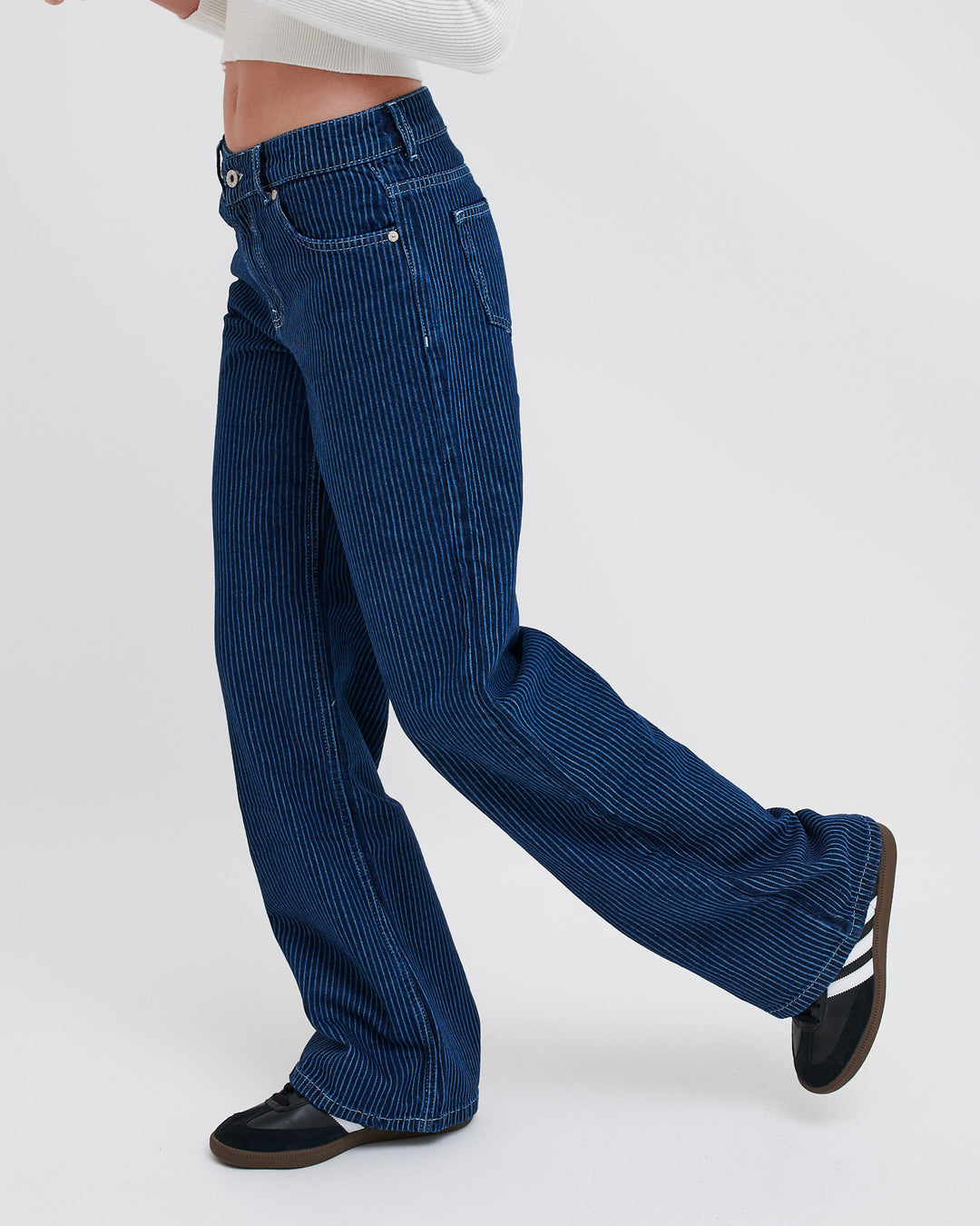 Jeans wide gessato