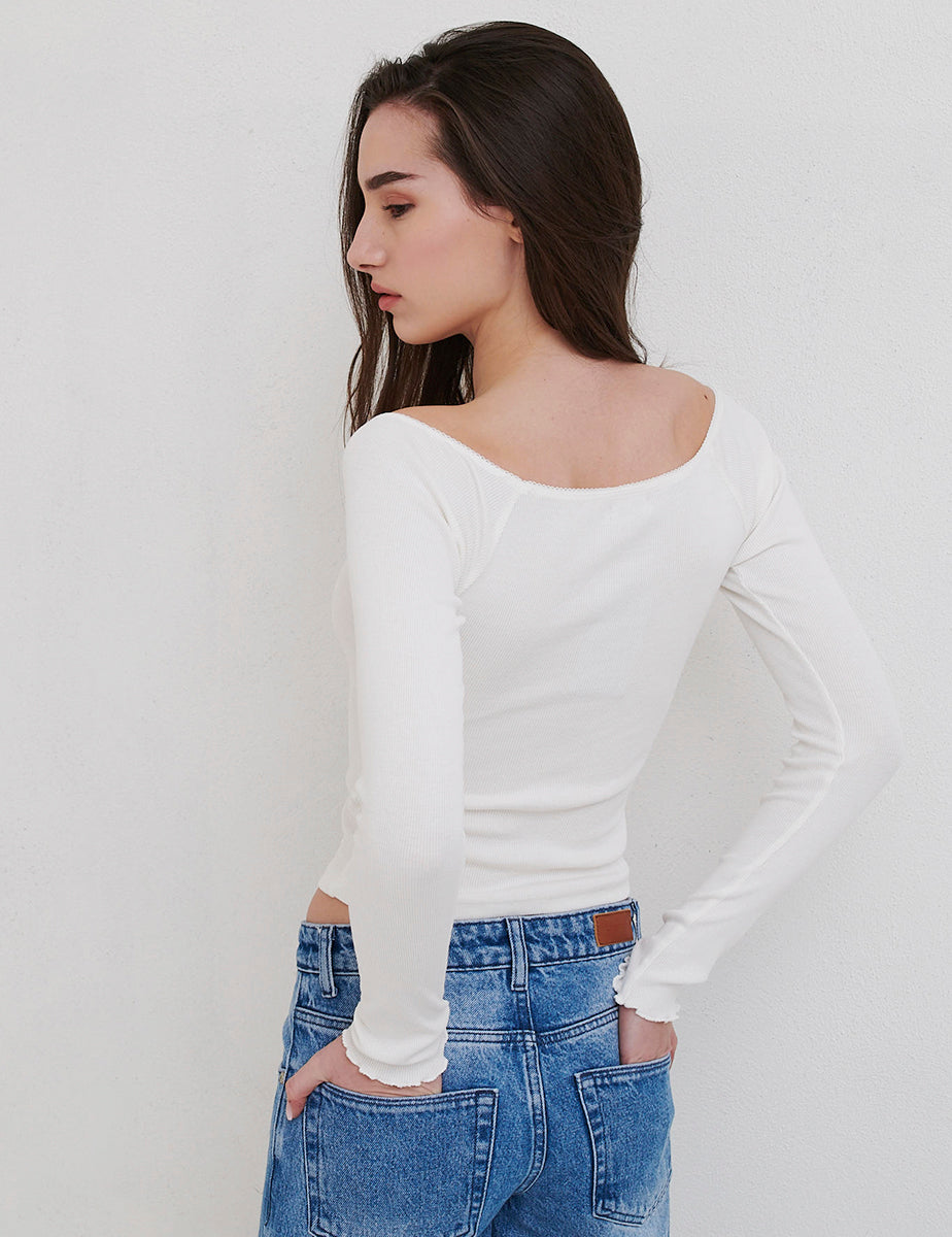 Top offshoulder con pizzo