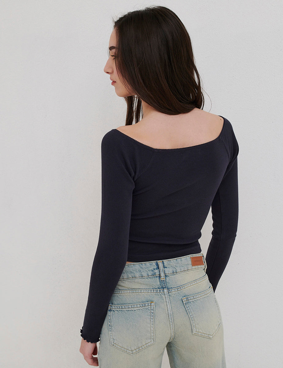 Top offshoulder con pizzo