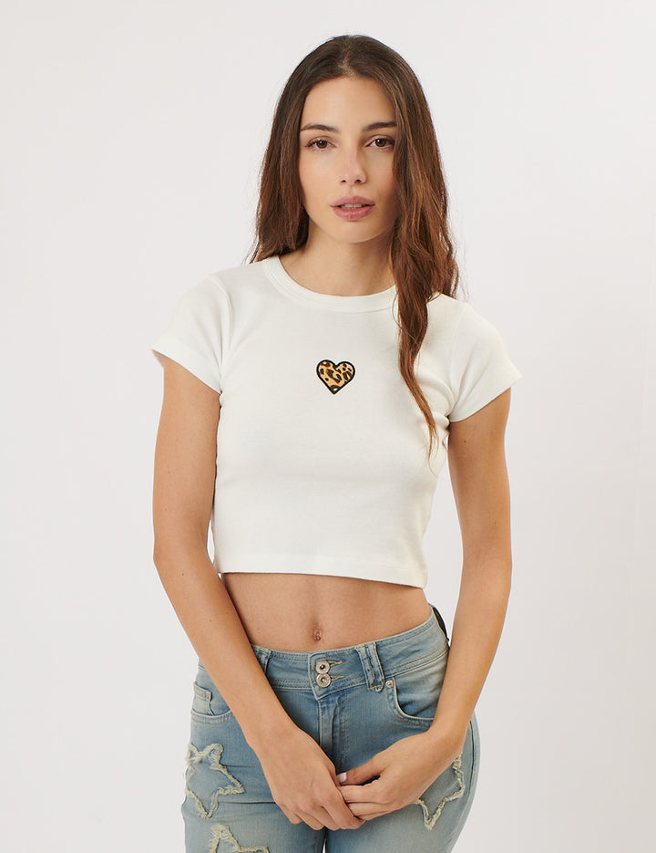 T-shirt cuore leopardato