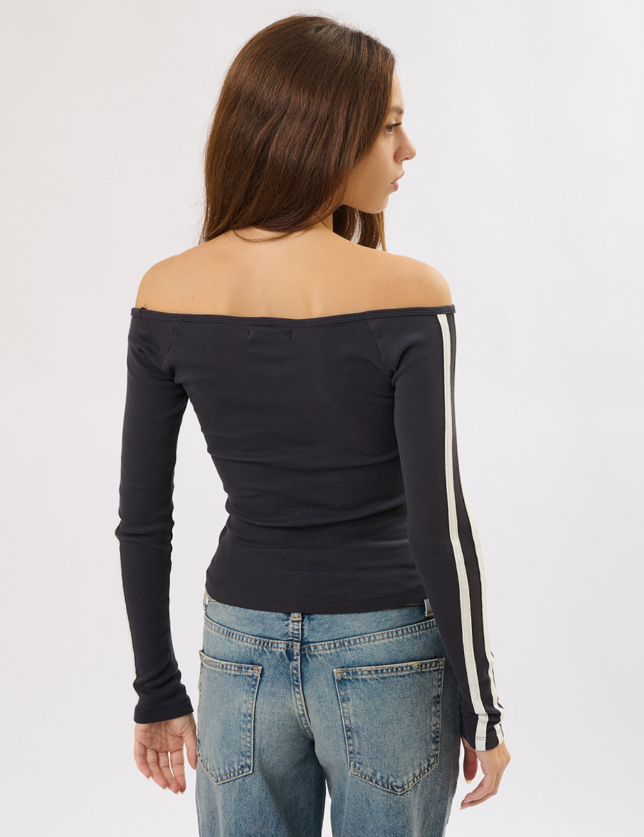 Top offshoulder con stampa