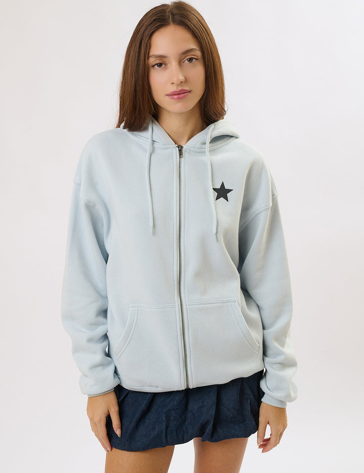 Felpa stampata oversize con zip