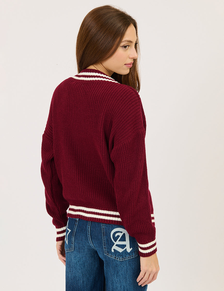 Maglione college con scollo a V