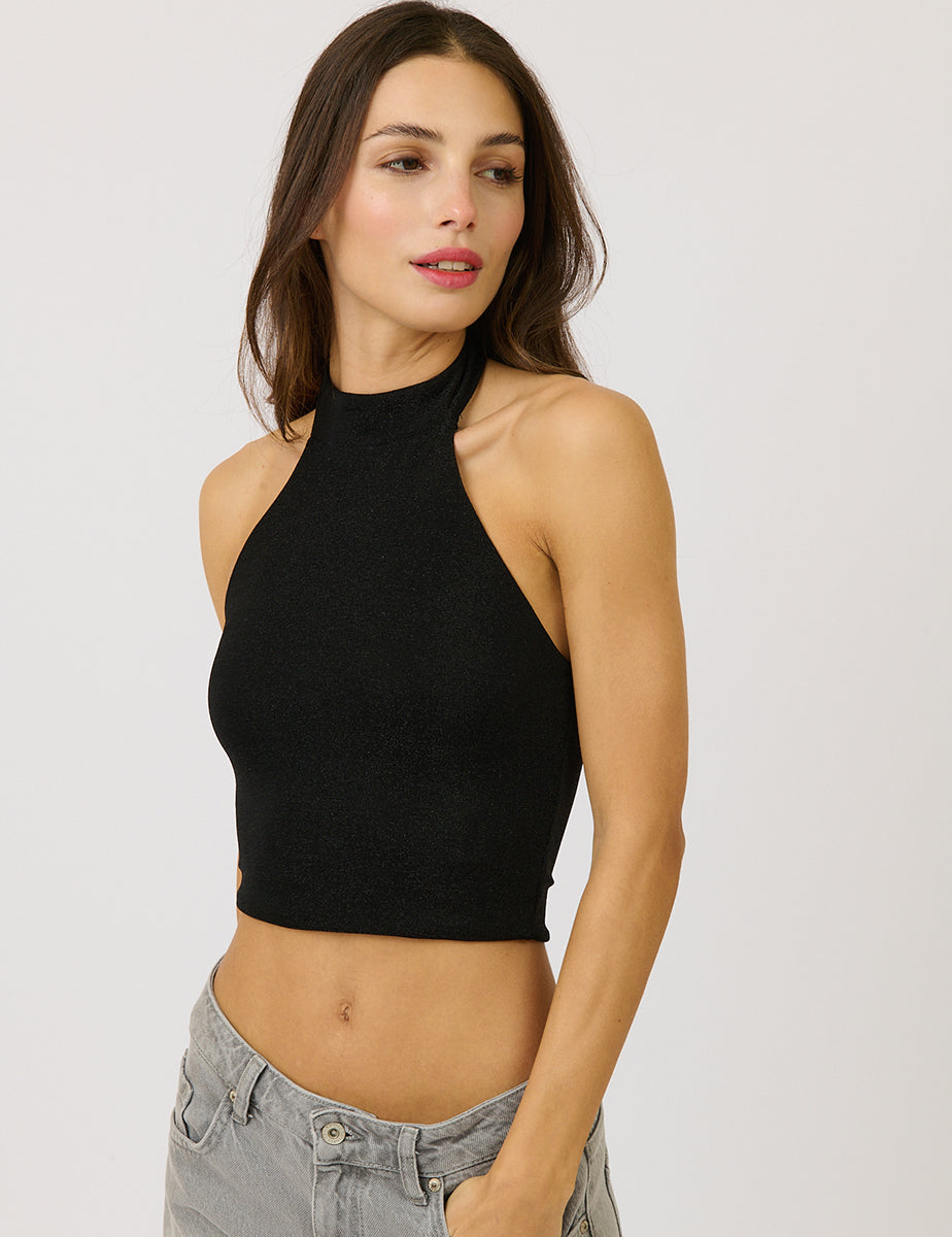 Top lurex scollo halter