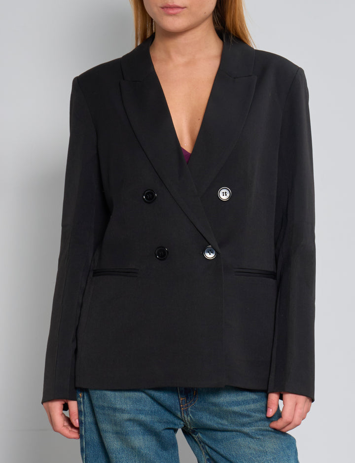 Blazer oversize nero doppio petto chiuso
