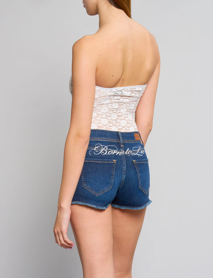 Body bianco a fascia in pizzo retro