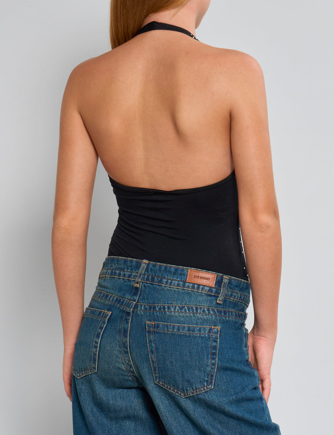 Body nero con strass retro