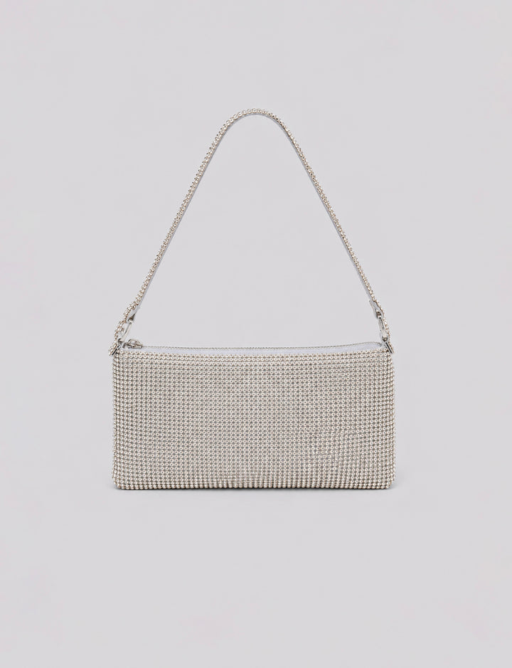 Borsa da spalla argento con strass still life