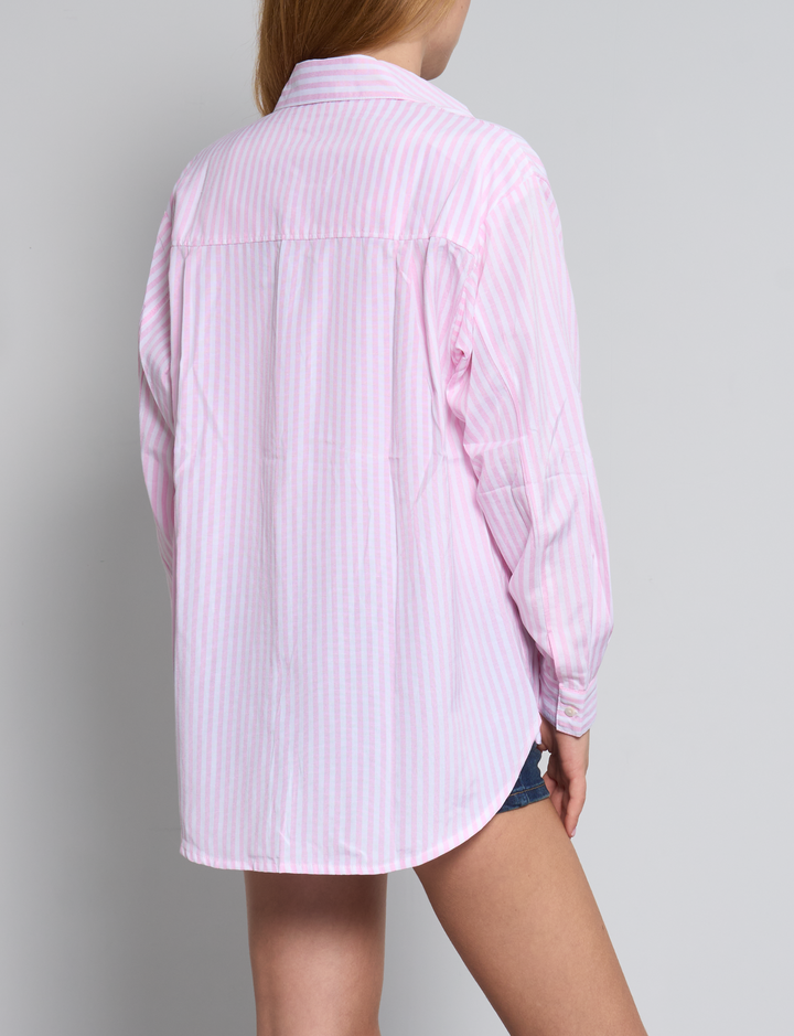 Camicia a righe rosa oversize retro