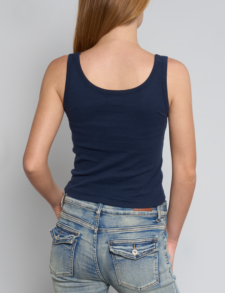 Canotta blu navy con scritta frontale "NYC" retro