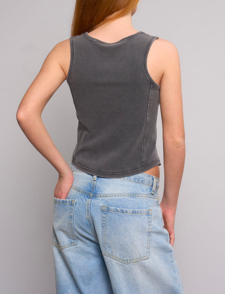 Canotta grigio scuro a costine