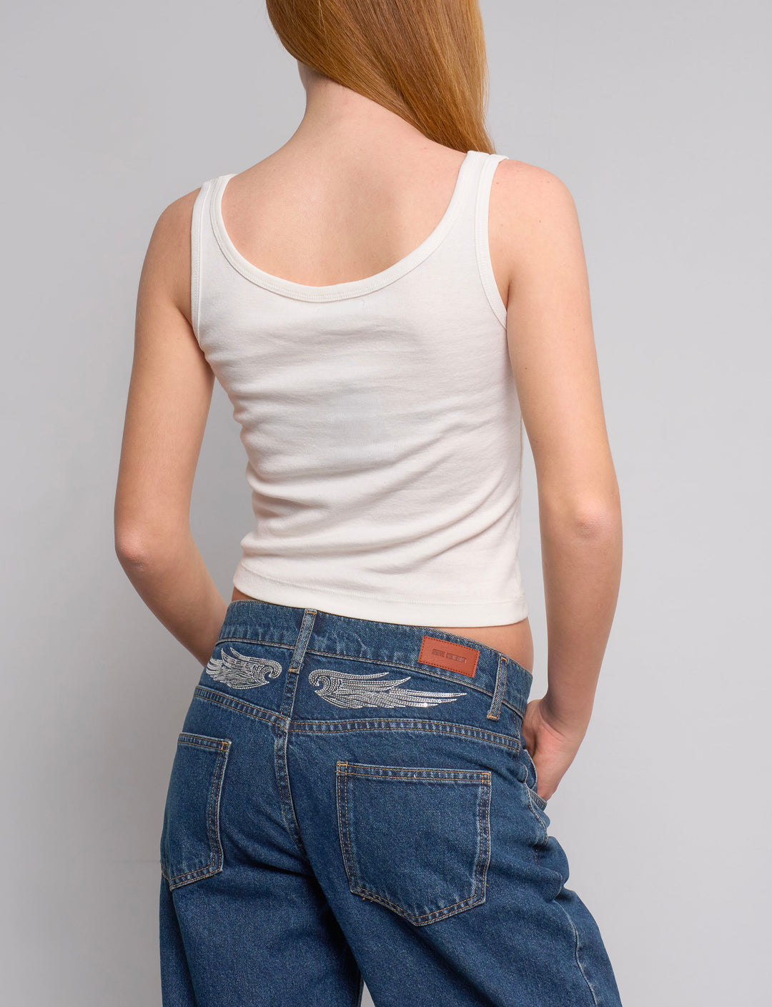 Canotta panna con scritta frontale "USA"