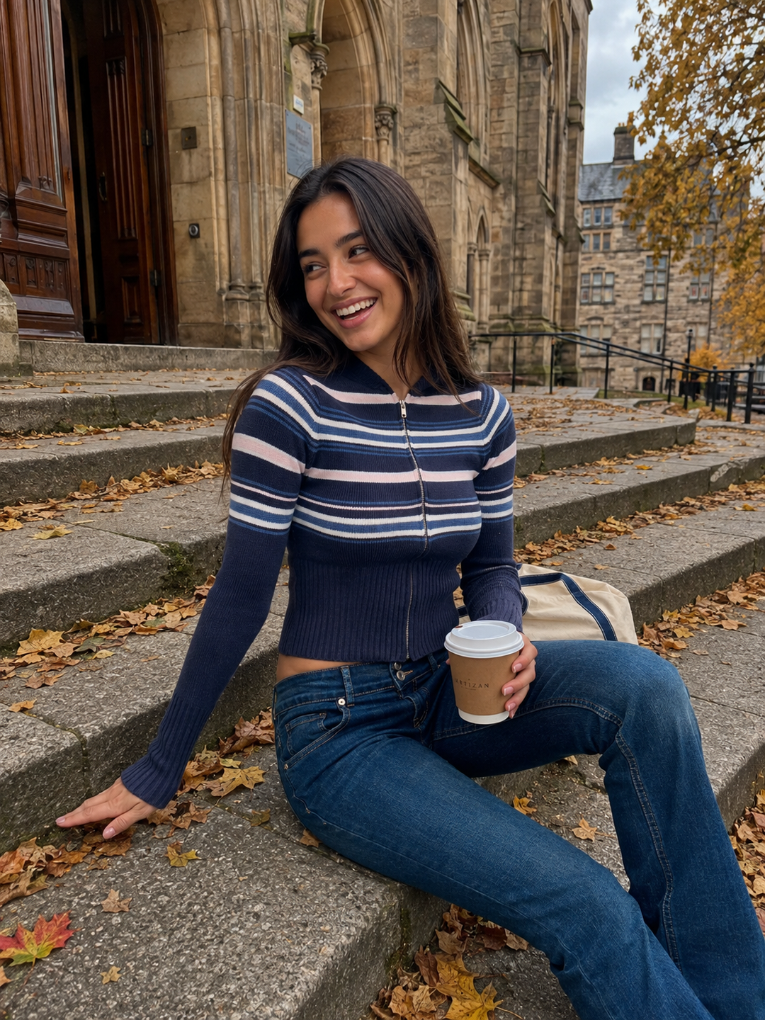 Striped hooded sweater