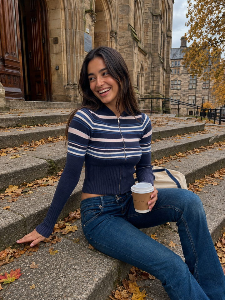 Striped hooded sweater