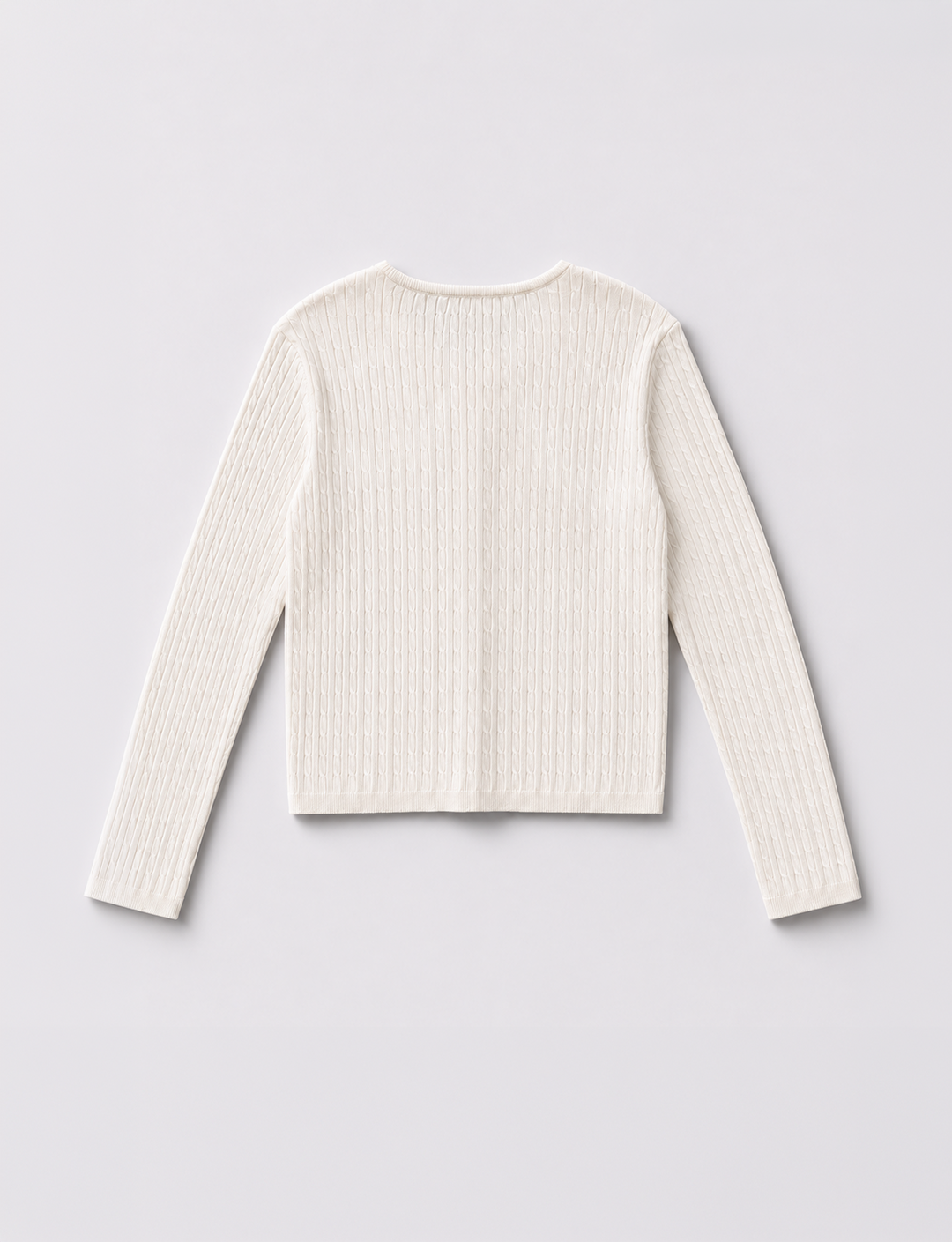 Cardigan in cotone panna con lavorazione a trecce still life retro