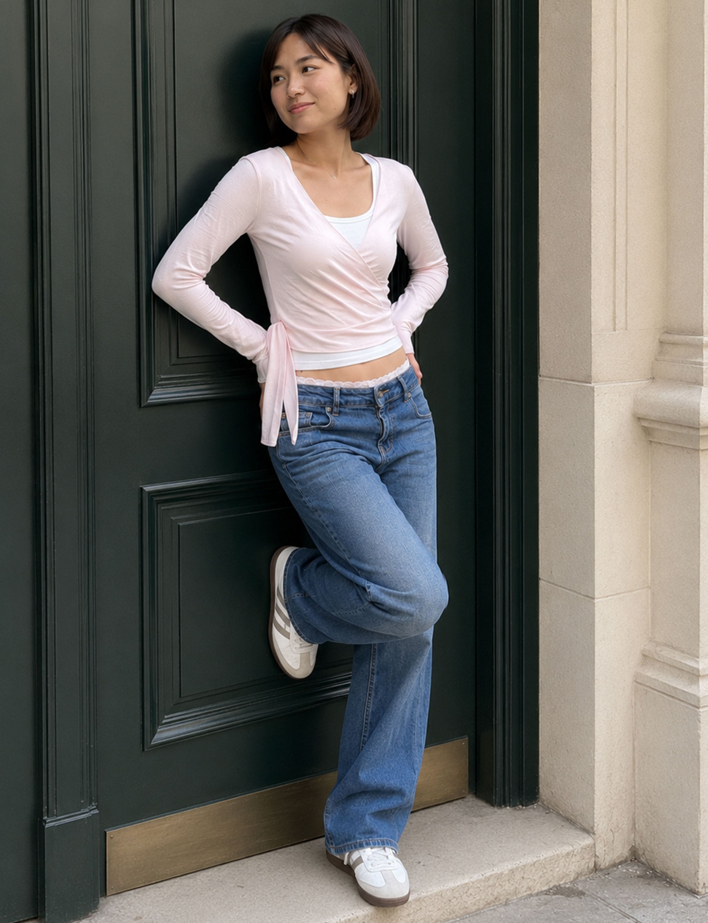 Cardigan in jersey rosa incrociato