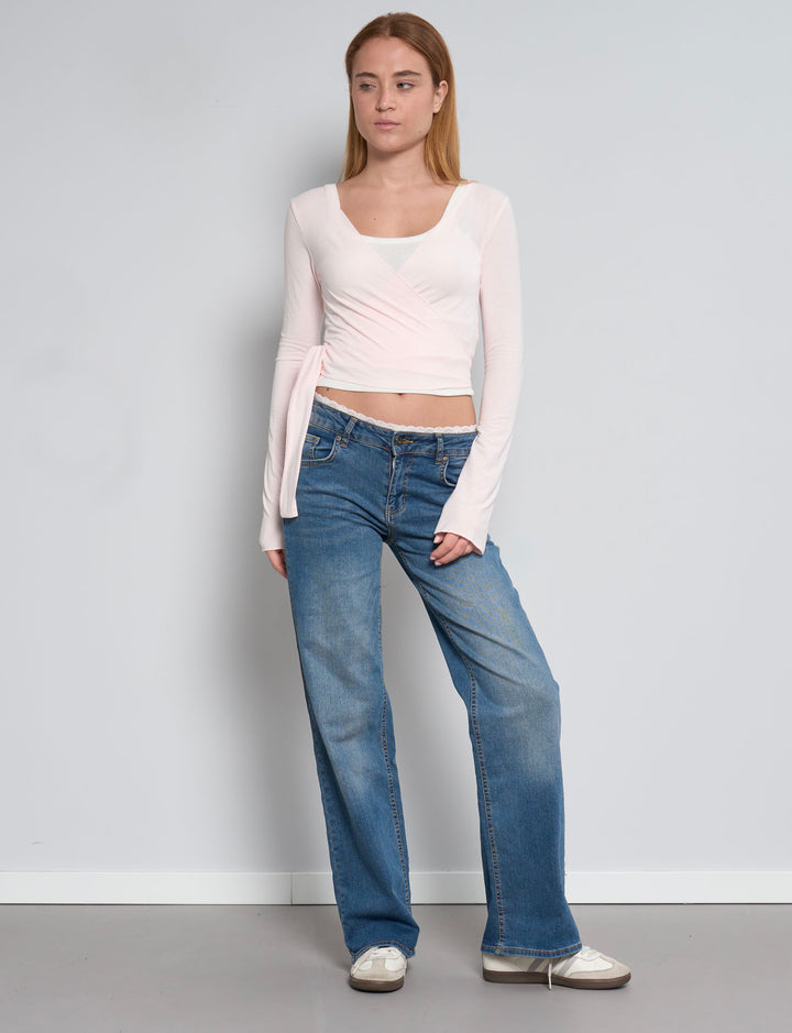 Cardigan in jersey rosa incrociato look
