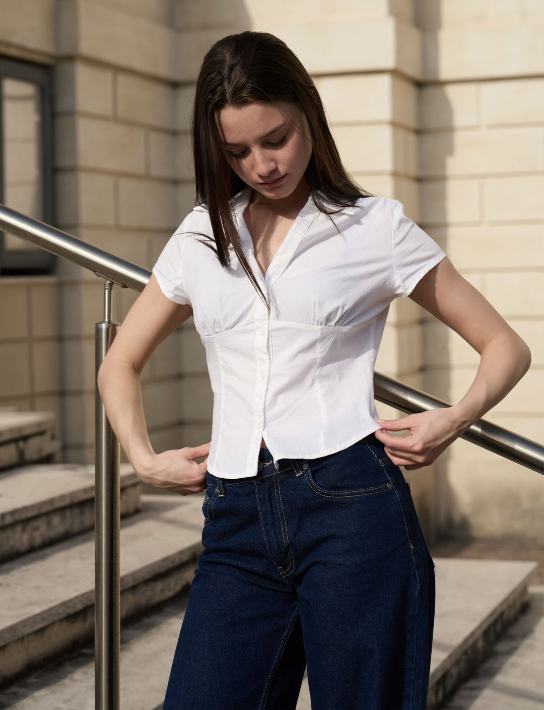 Camicetta avvitata manica corta