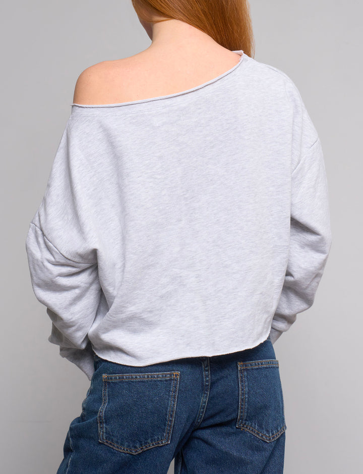 Felpa grigia asimmetrica "Angel" -  FELPA STAMPA  