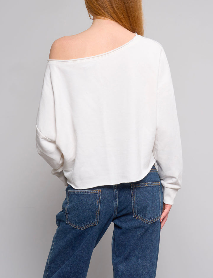 Felpa panna asimmetrica "Santa Monica" -  FELPA STAMPA  