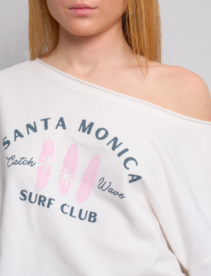 Felpa panna asimmetrica "Santa Monica" -  FELPA STAMPA  