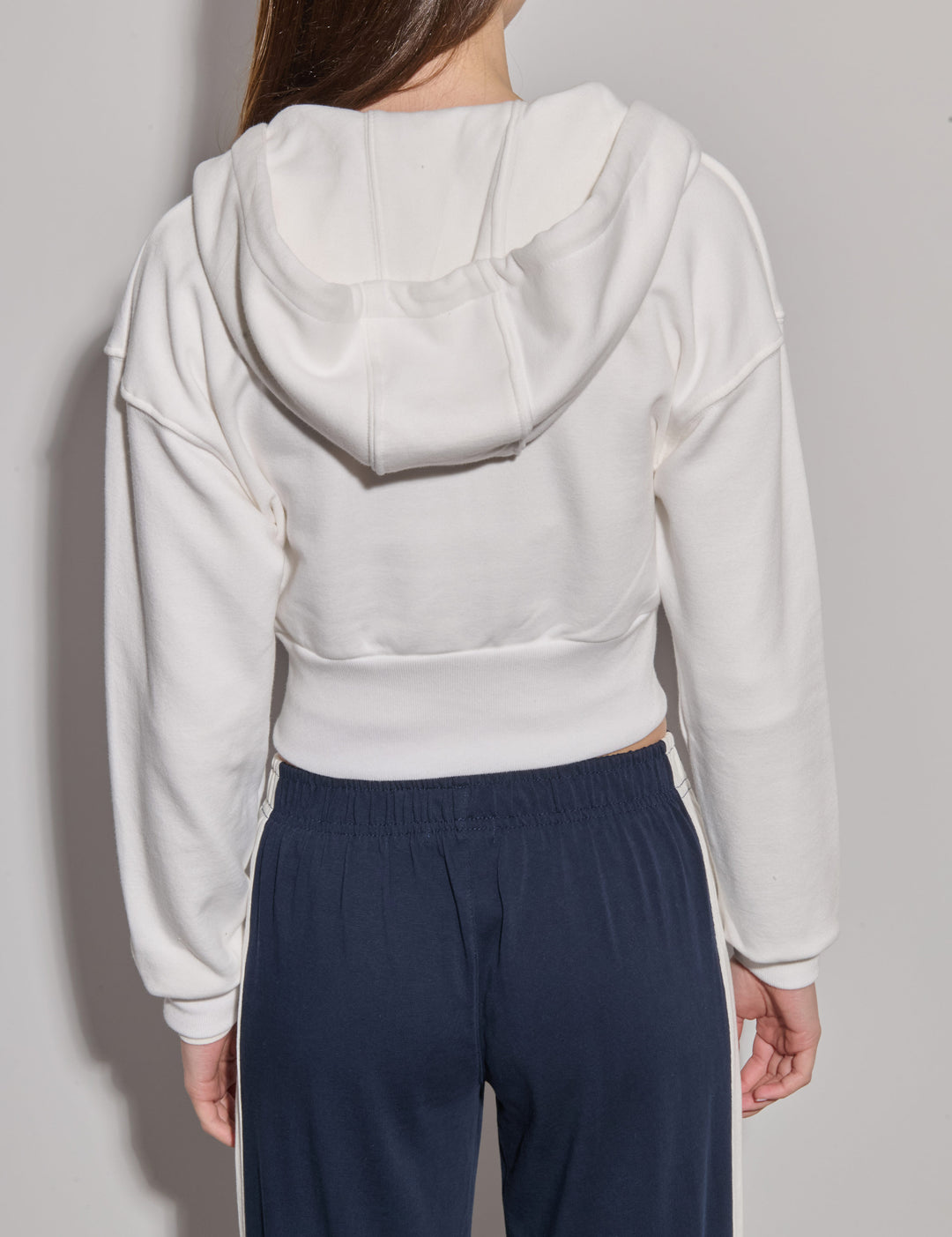 Felpa bianca crop con zip