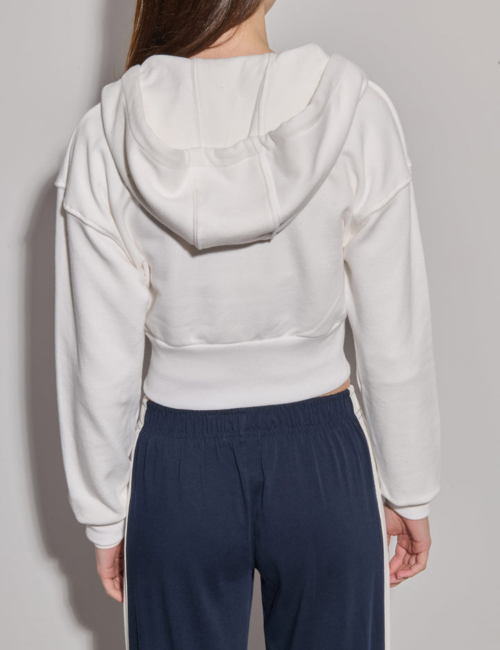 Felpa bianca crop con zip
