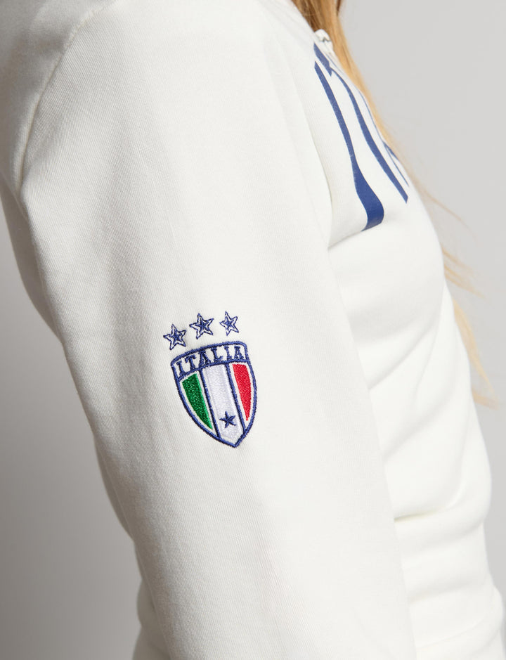 Felpa bianca a collo alto con stampa Italia