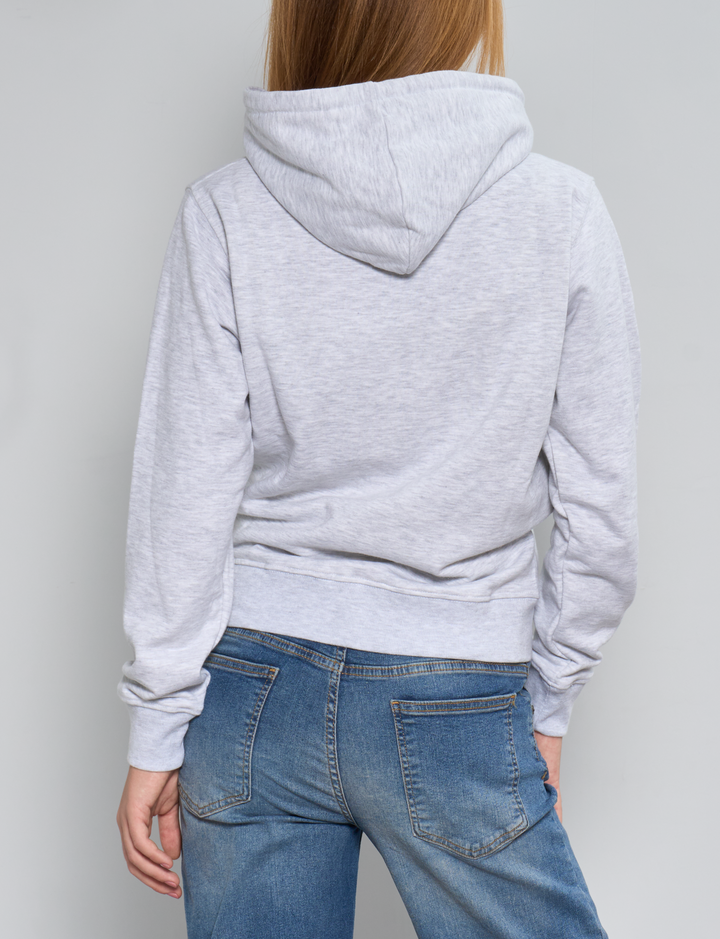 Felpa grigia con zip e cappuccio retro