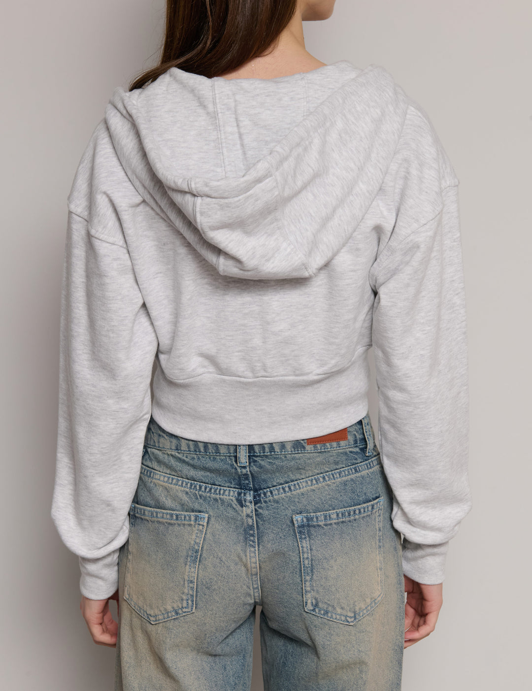 Felpa grigia crop con zip