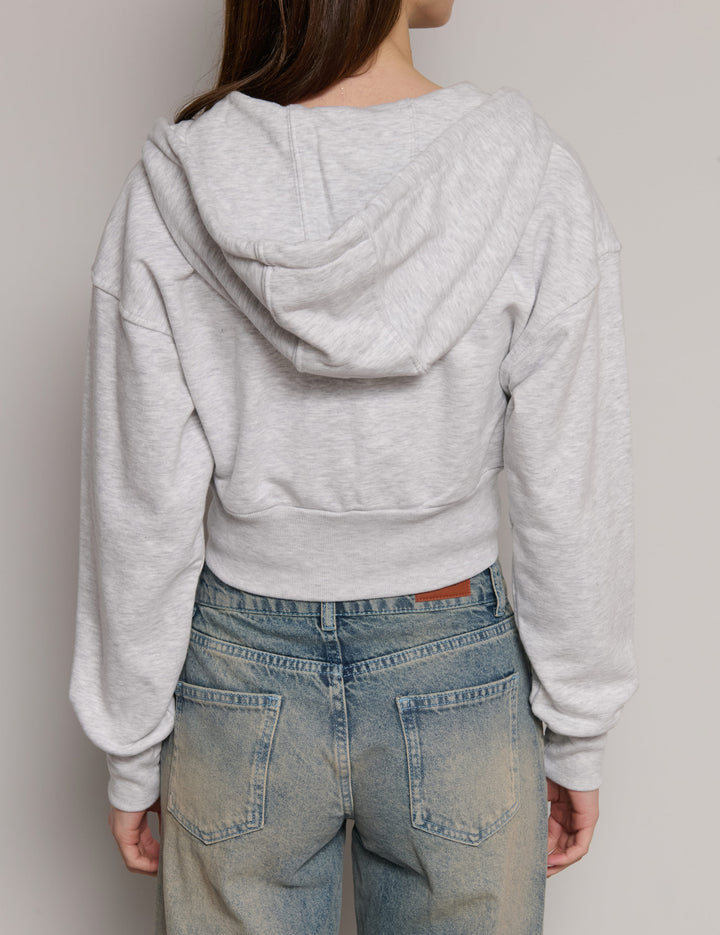Felpa grigia crop con zip