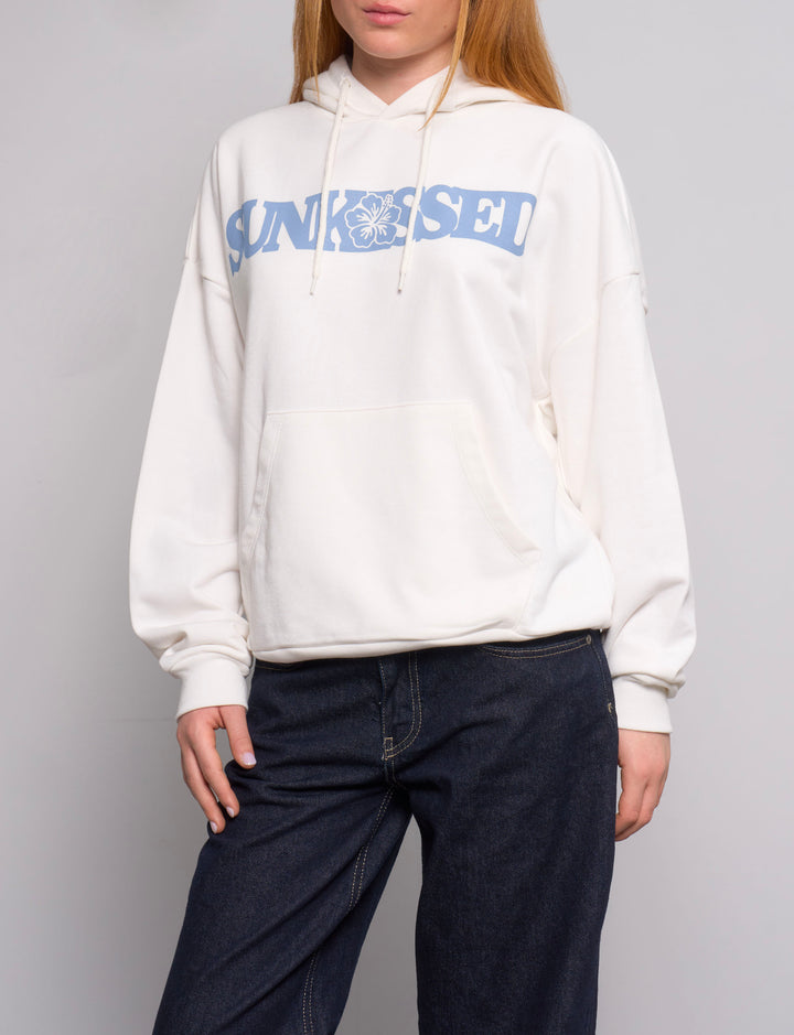 Felpa oversize bianca con scritta "Sunkissed"