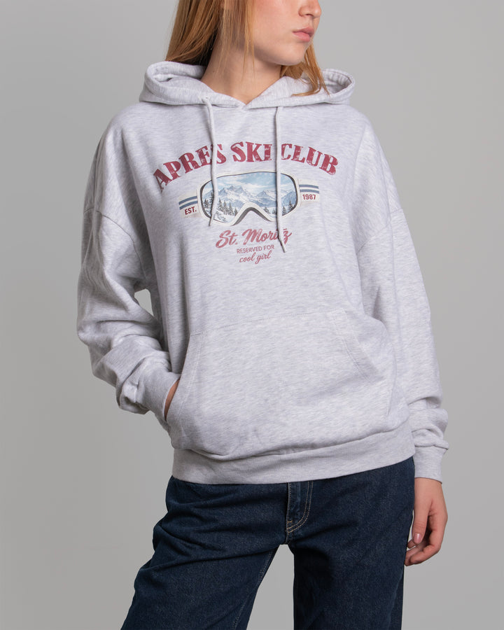 Felpa oversize grigia con grafiche Après Ski  frontale