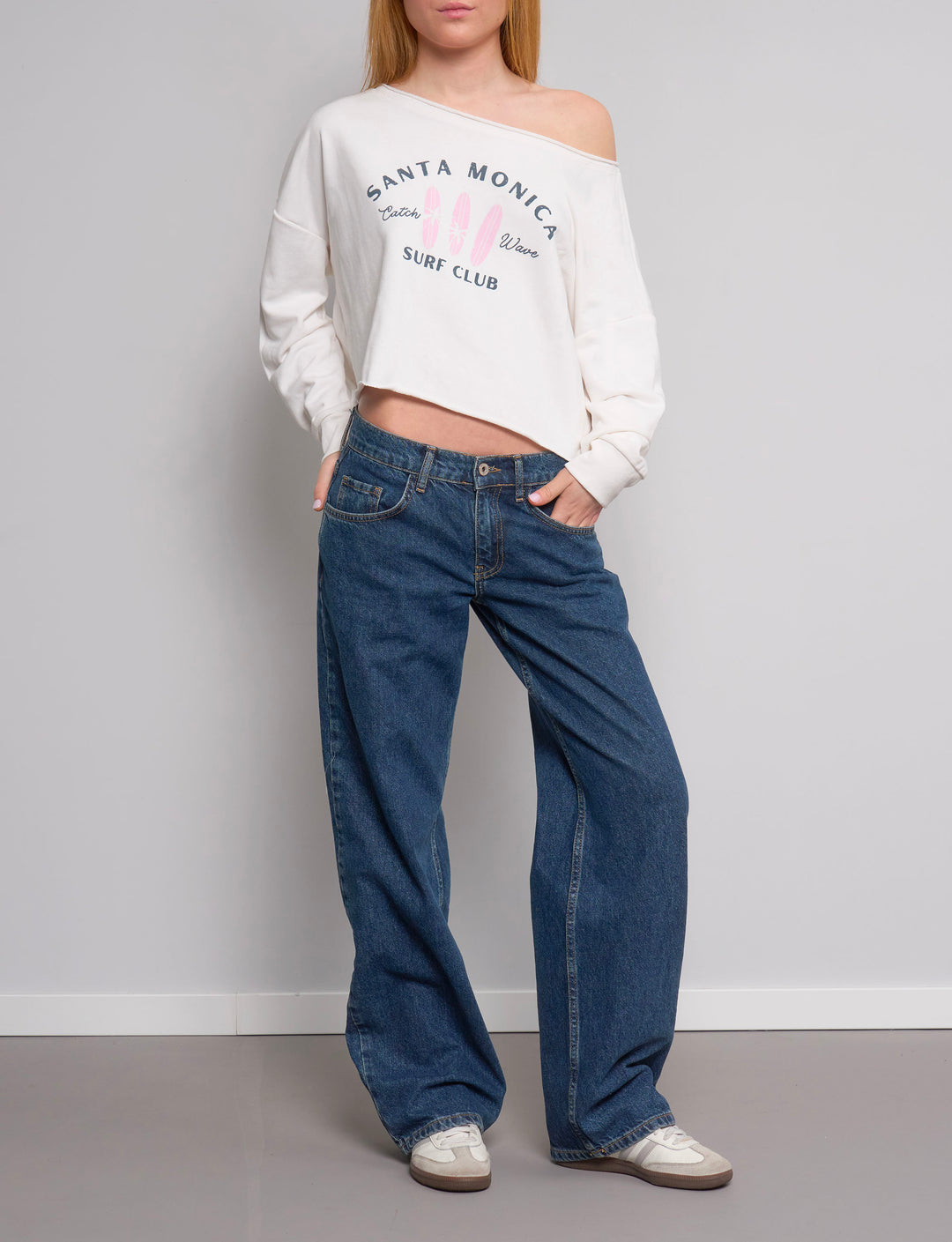 Felpa panna asimmetrica "Santa Monica"