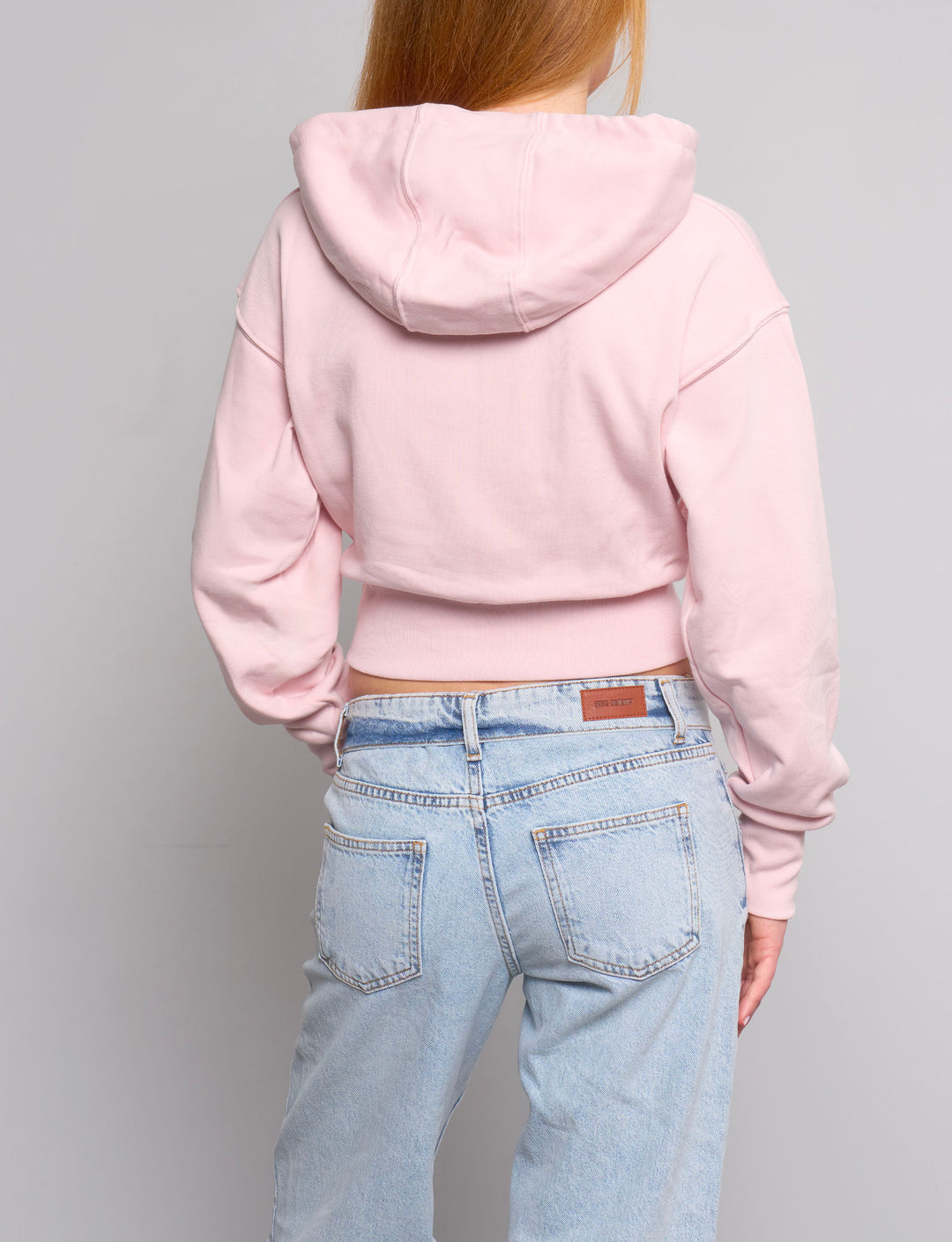 Felpa rosa crop con zip