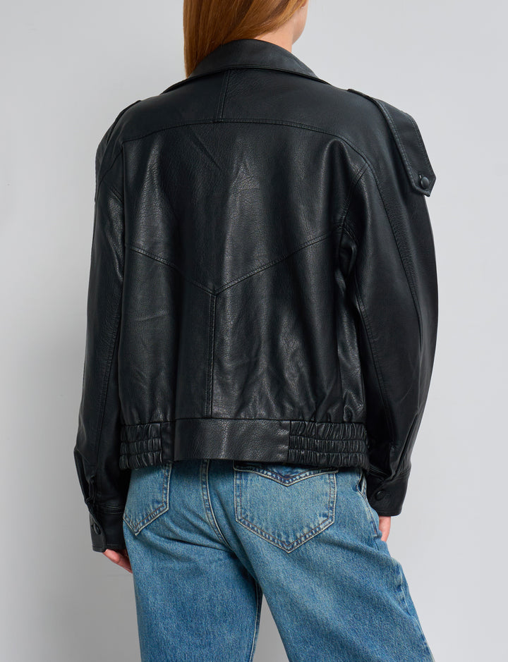 Giacca bomber oversize nera con collo alto retro