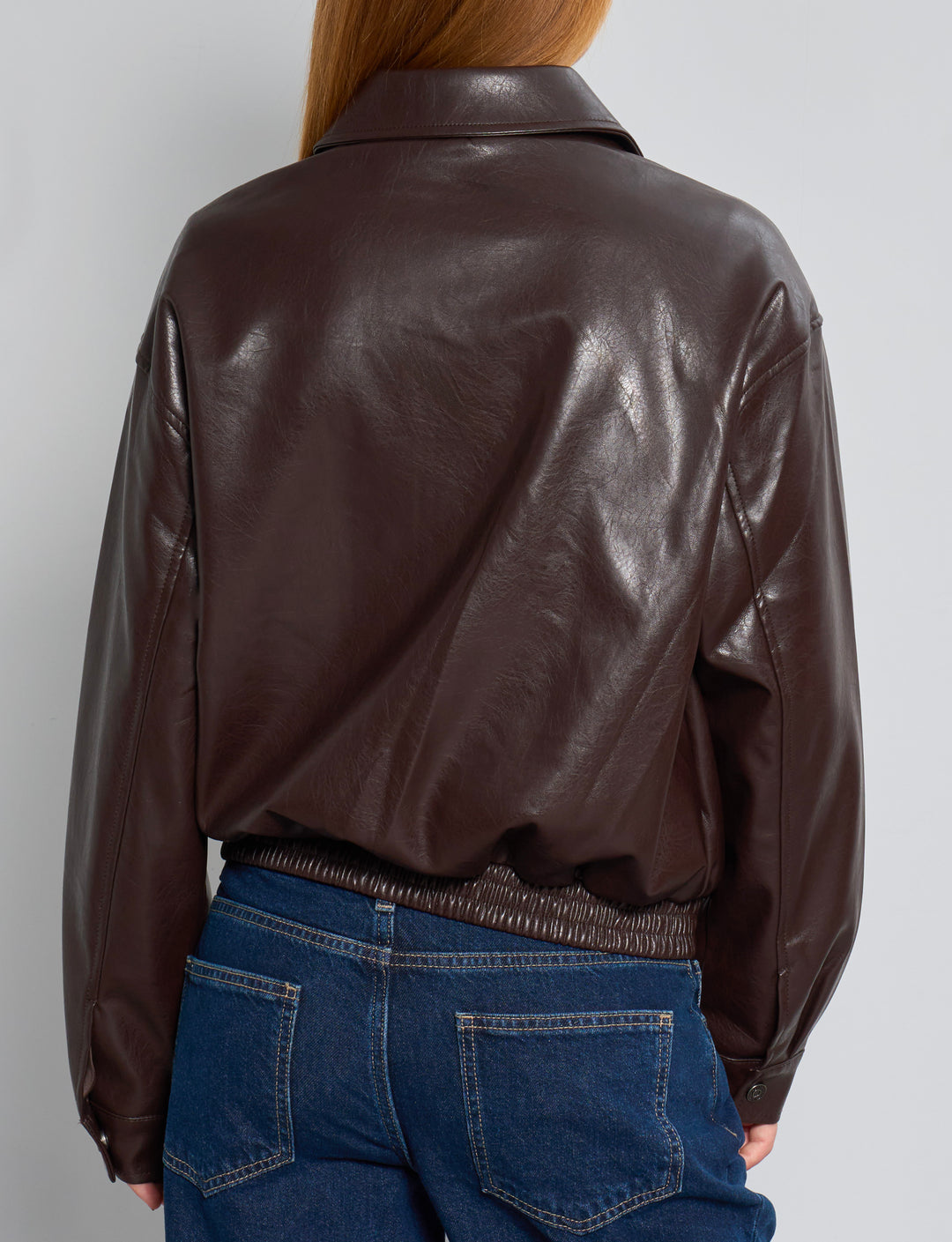 Giacca marrone in ecopelle oversize retro