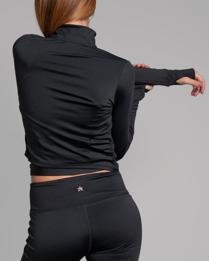 Giacca sportiva nera con zip retro