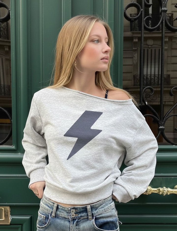 Felpa offshoulder con stampa