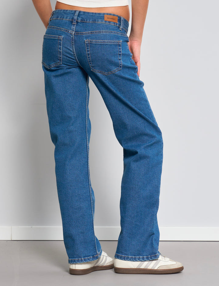 Jeans blu straight con doppio bottone retro