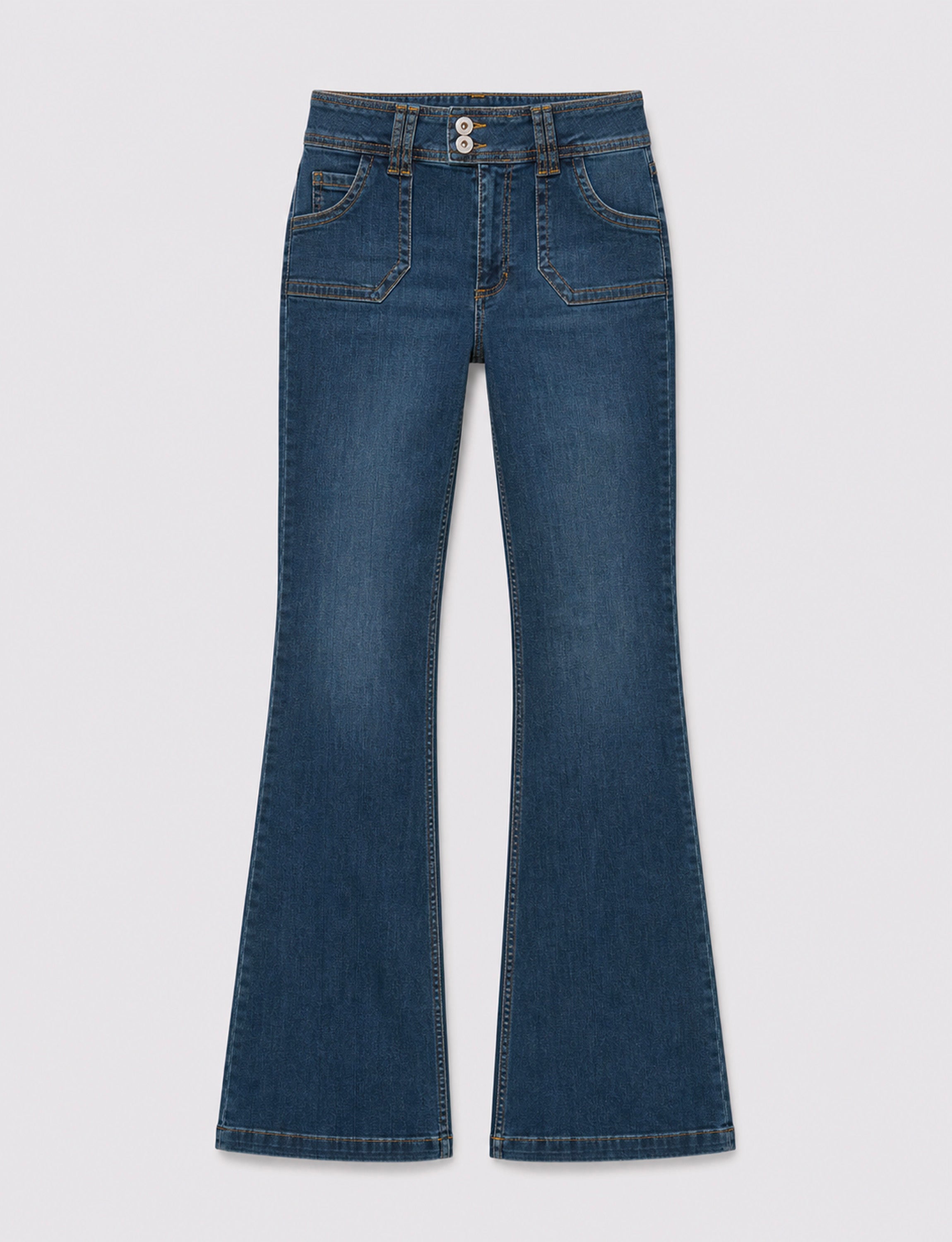 Jeans bootcut con doppio bottone