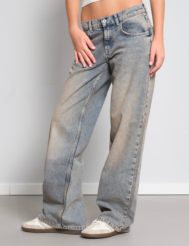 Jeans dritto con bandiera UK in strass frontale