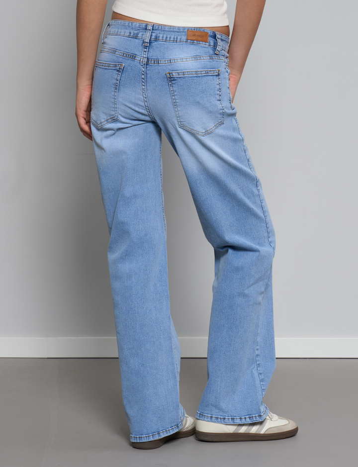 Jeans straight chiari con strass retro