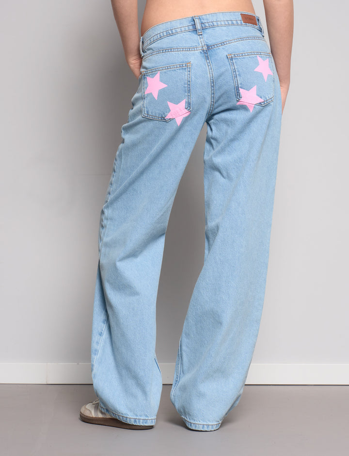 Jeans straight con stelle