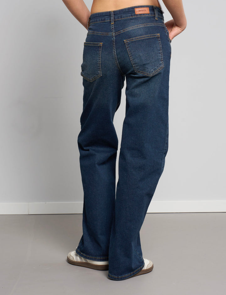 Jeans straight con strass retro