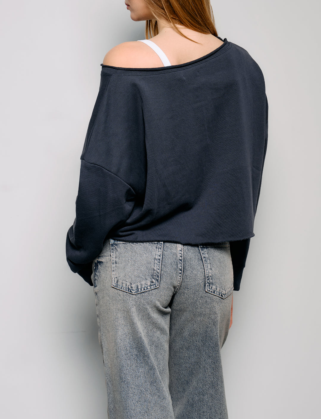 Felpa blu notte asimmetrica “Angel”