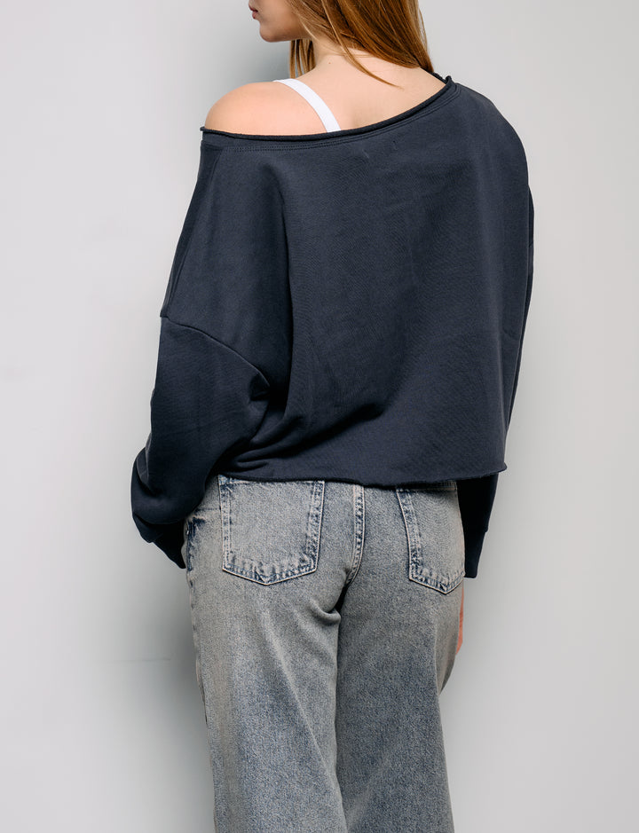 Felpa blu notte asimmetrica “Angel”