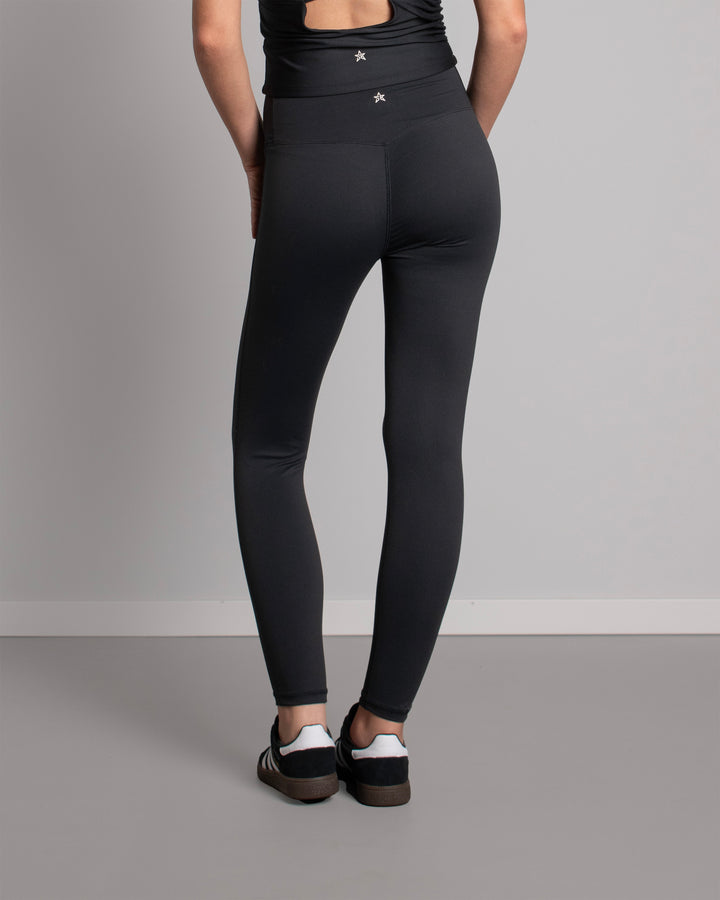 Leggings sportivi neri con arricciatura retro